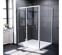 Nes Home 1000 x 1000mm Shower Enclosure Sliding Door, Panel & Tray Chrome