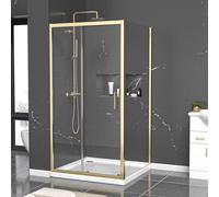 Nes Home 1000 x 1000mm Shower Enclosure Sliding Door & Side Panel Brushed Brass