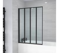 Nes Home 1000 x 1400 mm 4 Fold Door Bath Shower Screen Black Frame