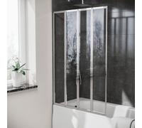 Nes Home 1000 X 1400 mm 4 Fold Door Bath Shower Screen Black Frame