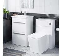 Nes Home 1000mm Basin 2 Drawer Vanity Cabinet And Wc Toilet Pan Combo Suite