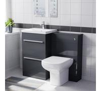 Nes Home 1000mm Dark Grey Basin Vanity With Wc Unit & Rimless Soft Close Toilet