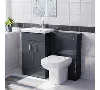Nes Home 1000mm Dark Grey Freestanding Vanity, WC Unit & Rimless BTW Toilet