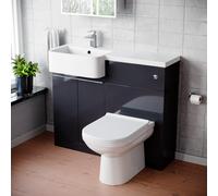 Nes Home 1000mm Dark Grey LH Freestanding Cabinet with Basin, WC Unit & Toilet