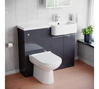Nes Home 1000mm Dark Grey RH Freestanding Cabinet with Basin, WC Unit & Toilet