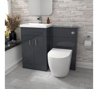 Nes Home 1000mm Freestanding Dark Grey Basin Vanity & Back To Wall Toilet
