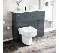 Nes Home 1000mm Freestanding Grey Mdf Slimline Vanity, Basin, Wc Unit & Rimless Btw Toilet