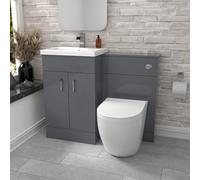 Nes Home 1000mm Freestanding Light Grey Basin Vanity & Back To Wall Toilet
