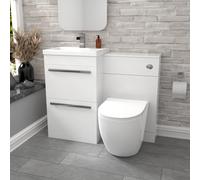 Nes Home 1000mm Freestanding White 2 Drawer Basin Vanity & Back to Wall Toilet