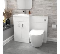 Nes Home 1000mm Freestanding White Basin Vanity & Back to Wall Toilet