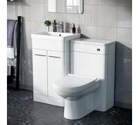 Nes Home 1000mm Gloss White Freestanding Vanity Cabinet With Wc Unit & Btw Toilet