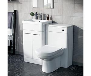 Nes Home 1000mm Gloss White Freestanding Vanity Cabinet with WC Unit & BTW Toilet | Aime
