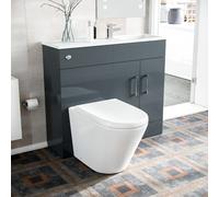 Nes Home 1000mm Grey Freestanding Slimline Vanity Basin Wc Unit Btw Toilet