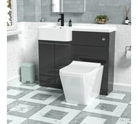 Nes Home 1000mm Left Hand Dark Grey Basin Vanity WC Unit Square BTW Toilet