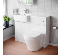 Nes Home 1000mm Left Hand Freestanding Cabinet White With Basin, Wc Unit & Toilet