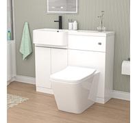 Nes Home 1000mm Left Hand Freestanding White Basin Cabinet WC Unit Square Toilet