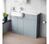Nes Home 1000mm Left Hand Matte Grey Basin Vanity and WC Unit Chrome Handles