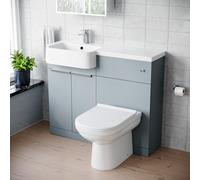 Nes Home 1000mm Left Hand Matte Grey Basin Vanity WC Unit Round BTW Toilet