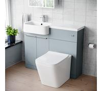 Nes Home 1000mm Left Hand Matte Grey Basin Vanity WC Unit Square BTW Toilet