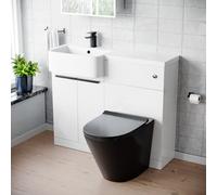 Nes Home 1000mm Lh Basin Vanity Black Handles, Wc Unit & Round Black Btw Toilet