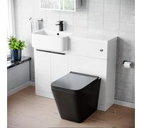 Nes Home 1000mm Lh Basin Vanity Black Handles, Wc Unit & Square Black Btw Toilet