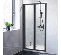 Nes Home 1000mm Matte Black Walk In Bi Folding Shower Tempered Glass Door Screen Panel