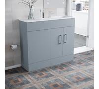 Nes Home 1000mm Matte Grey Slimline Basin Vanity Unit And WC Unit