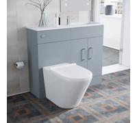 Nes Home 1000mm Matte Grey Slimline Basin Vanity & WC Unit BTW Round Toilet