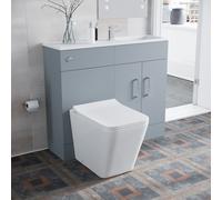 Nes Home 1000mm Matte Grey Slimline Vanity Basin & WC Unit BTW Square Toilet