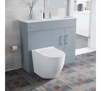 Nes Home 1000mm Matte Grey Slimline Vanity Basin Wc Unit & Round Btw Toilet