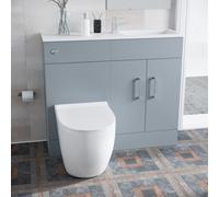 Nes Home 1000mm Matte Grey Slimline Vanity Basin WC Unit & Round BTW Toilet