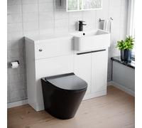 Nes Home 1000mm Rh Basin Vanity Black Handles, Wc Unit & Round Black Btw Toilet