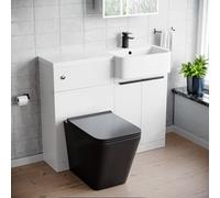 Nes Home 1000mm Rh Basin Vanity Black Handles, Wc Unit & Square Black Btw Toilet