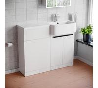 Nes Home Right Hand Basin Vanity Unit with Black Handles & WC Unit