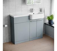 Nes Home 1000mm Right Hand Matte Grey Basin Vanity and WC Unit Chrome Handles