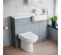 Nes Home 1000mm Right Hand Matte Grey Basin Vanity WC Unit Round BTW Toilet