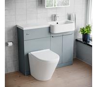 Nes Home 1000mm Right Hand Matte Grey Basin Vanity WC Unit Round Toilet