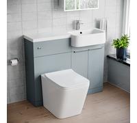 Nes Home 1000mm Right Hand Matte Grey Basin Vanity WC Unit Square BTW Toilet