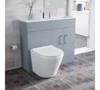 Nes Home 1000mm Slimline Matte Grey Vanity Basin & WC Unit & Round BTW Toilet