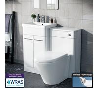 Nes Home 1000mm White Vanity Cabinet with WC Unit And Round Rimless BTW Toilet