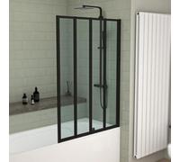 Nes Home 1000x1400mm Bathtub Screen, 4mm Clear Glass - Black Aluminium