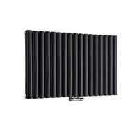 Nes Home 1020 x 600 mm Horizontal Side Connection Radiator Black Double Oval
