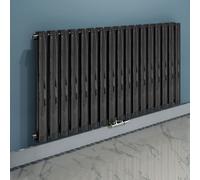 Nes Home 1020 X 600 mm Side Connection Horizontal Designer Radiator Side Connection Black Double Oval Tube