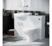 Nes Home 1050mm Cloakroom Basin Vanity Sink Unit & Btw Toilet Wc Cistern Debra