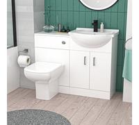 Nes Home 1050mm White Basin Vanity, Wc Unit & White Rimless Btw Toilet