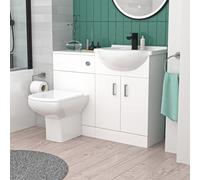 Nes Home 1050mm White Basin Vanity, WC Unit & White Rimless BTW Toilet