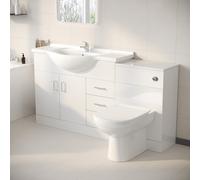 Nes Home 1050mm White Freestanding Vanity Unit With Basin, WC Unit & BTW Toilet