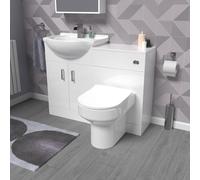 Nes Home 1050mm White Vanity Unit With WC Unit & Back To Wall Toilet