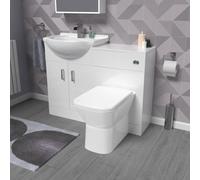 Nes Home 1050mm White Vanity Unit With Wc Unit & Rimless Back To Wall Toilet