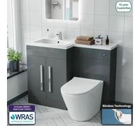 Nes Home 1100 mm Left Hand Basin Vanity Cabinet Wc Btw Toilet Bathroom Aric